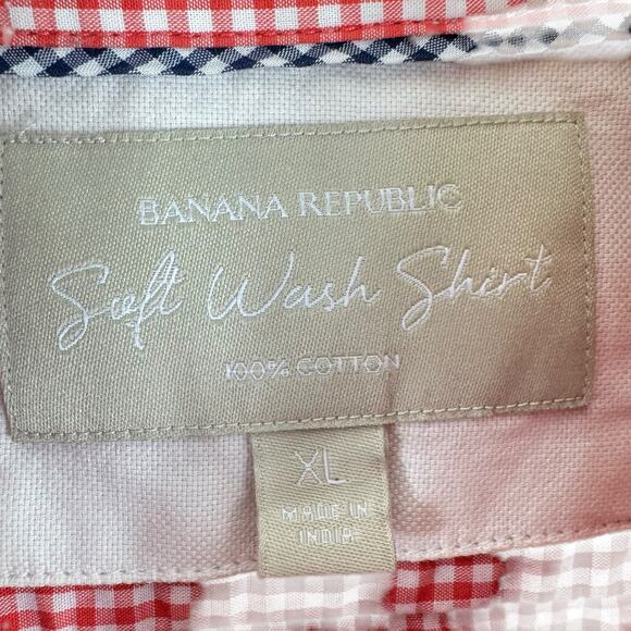 Banana Republic Soft Wash Shirt Cotton Checkered Long Sleeve Button Up Men's XL - Picture 4 of 6